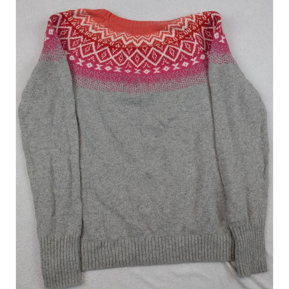 Gap Womens Gray Pink Fair Isle Angora Blend Knit Pullover Sweater Size Medium - Picture 5 of 11